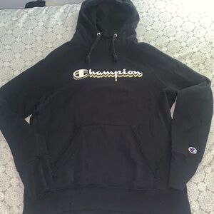 Champion High Neck Hoodie Black and Gold Size Small